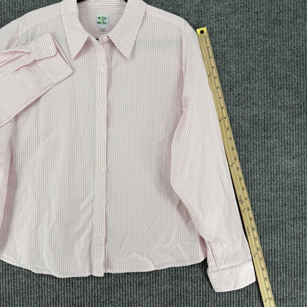 Shiny by Nature womens button up shirt long sleeve stripe cotton plus size 2XL - Picture 7 of 8